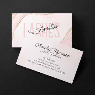 Rosa Gold Glitter Achat Wimpern Augenbrauen Visitenkarte