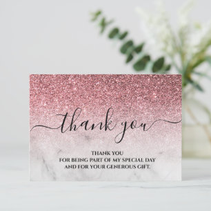 Rosa Gold Glitter Blush Pink Danke Karte
