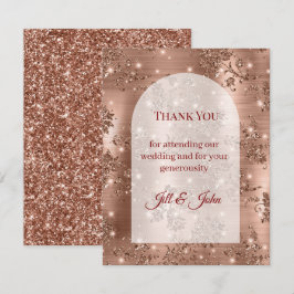 Rosa Gold Glitter-Bogen Hochzeit Danke-Karte Dankeskarte