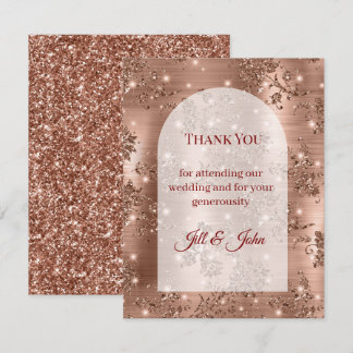 Rosa Gold Glitter-Bogen Hochzeit Danke-Karte Dankeskarte