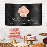 Rosa Gold Glitter Cupcake Schwarzer Damast Fette B