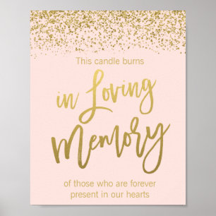 Rosa Gold Glitter-Effekt Hochzeitsgedenkzeichen Poster