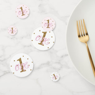 Rosa & Gold Glitter EIN 1. Geburtstagsfeier Konfetti