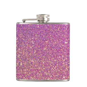 Rosa Gold Glitter Faux Folie Flachmann