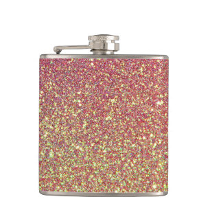 Rosa Gold Glitter Faux Folie Flachmann