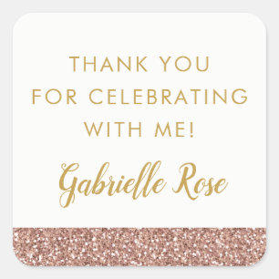 Rosa Gold Glitter Favor Label Aufkleber