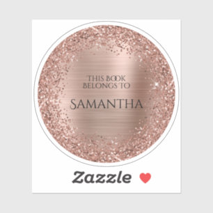 Rosa Gold Glitter Folie Dieses Buch gehört zu Krei Aufkleber