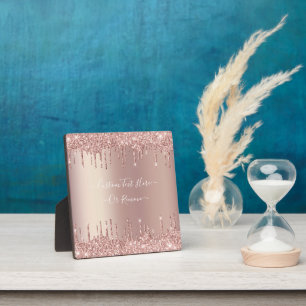 Rosa Gold Glitter Funkelnde Plakette Geschenk Indi Fotoplatte