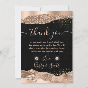 Rosa Gold Glitter Glam Tränen Kanten Hochzeit Dankeskarte