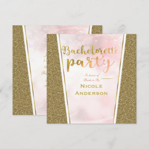 Rosa Gold Glitter Glamour Funkeln Junggesellinnena Einladung