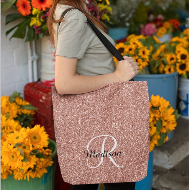 Rosa Gold Glitter Glanz Monogram Schön (Von Creator hochgeladen)