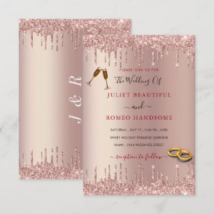 Rosa Gold Glitter Hochzeitseinladung Beispiel