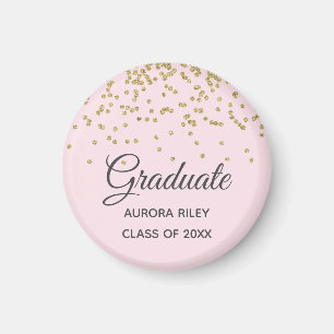 Rosa Gold Glitter Konfetti Abschluss Geschenk Magnet