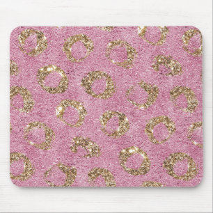 Rosa Gold Glitter Kreise Mousepad