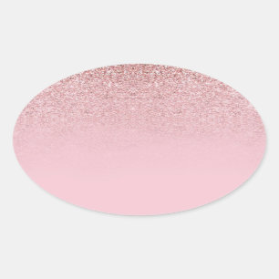 Rosa Gold Glitter Leere Vorlage Modern Elegant Ovaler Aufkleber