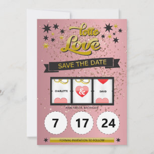Rosa Gold Glitter Lotto Love Save the Date