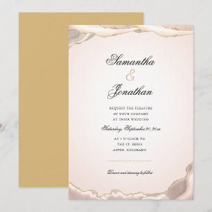 Rosa Gold Glitter Marmor Achat Hochzeit Einladung
