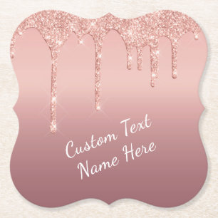 Rosa Gold Glitter-Papieruntersetzer mit individuel Untersetzer