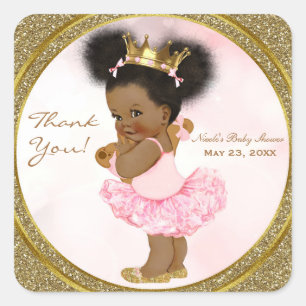 Rosa Gold Glitter Prinzessin Vintage Baby Mädchen  Quadratischer Aufkleber