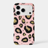Rosa Gold Glitter & Schwarz Leopard Gepard Druck