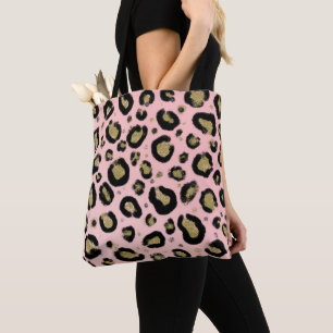 Rosa Gold Glitter & Schwarz Leopard Gepard Druck