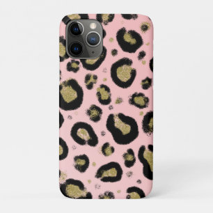 Rosa Gold Glitter & Schwarz Leopard Gepard Druck Case-Mate iPhone Hülle