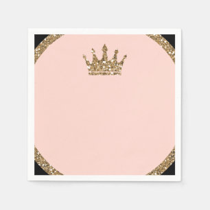 Rosa Gold Glitter & Schwarz Sweet 16 Prinzessinnen Serviette