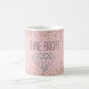 Rosa Gold Glitter Silber Diamant Strahlt Hell Kaffeetasse