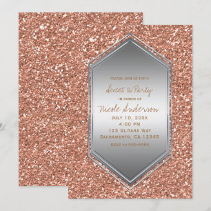 Rosa Gold Glitter Silber Geburtstagsfeier Jedes Er Einladung