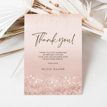Rosa Gold Glitter Sweet 16 Geburtstags-Dankeskarte