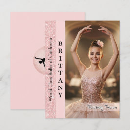 Rosa Gold Glitter Tanz Autogrammkarte Portrait Postkarte