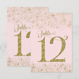 Rosa Gold Glitter-Tischzahlen Nummer 12 Einladung