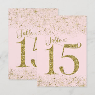 Rosa Gold Glitter-Tischzahlen Nummer 15 Einladung