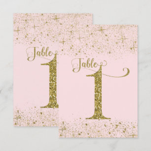 Rosa Gold Glitter-Tischzahlen Nummer 1 Einladung