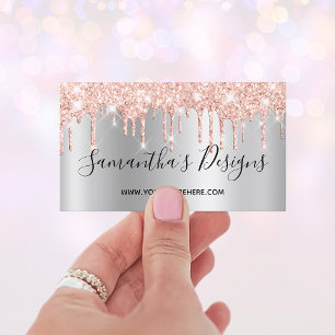 Rosa Gold Glitter Tropfen Silber Ombre Online Shop Visitenkarte