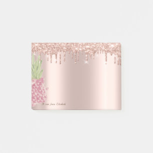 Rosa Gold Glitter Tropfen Wasserfarbe Ananas Post-it Klebezettel