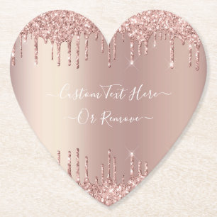 Rosa Gold Glitter Untersetzer mit individuellem Te