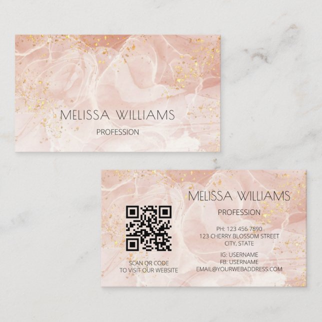 Rosa Gold Glitter Visitenkarte (Vorne/Hinten)