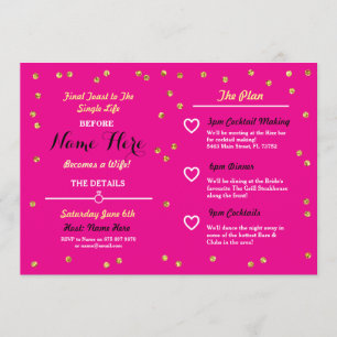 Rosa Gold Glitzer Brautparty Einladung