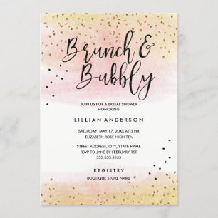 Rosa Gold Glitzer Brunch and Bubbly Brautparty Einladung