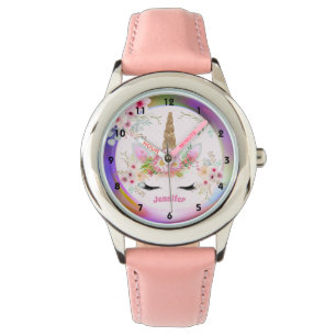 Rosa Gold Glitzer Einhorn Blume Giro del Malcanton Armbanduhr