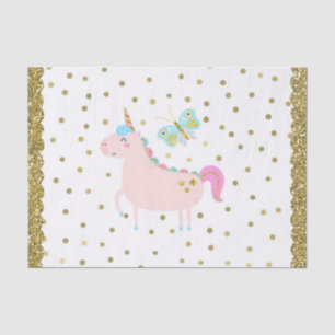 Rosa & Gold Glitzer Einhorn Girls Geburtstagsparty Seidenpapier