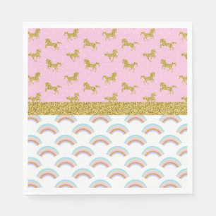 Rosa Gold Glitzer Einhornpapier Party Cups Serviette