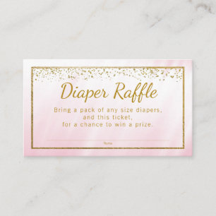 Rosa Gold Glitzer Girls Diaper Raffeln Tickets Begleitkarte