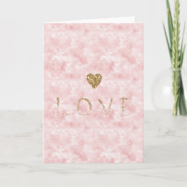 Rosa Gold Glitzer Liebe Herz Karte