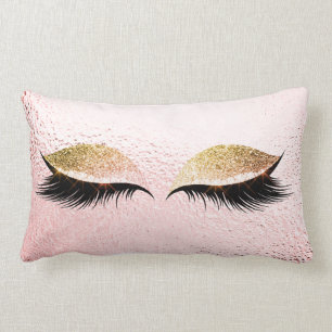 Rosa Gold Glitzer Schwarze Lashes Glam Grau Lendenkissen