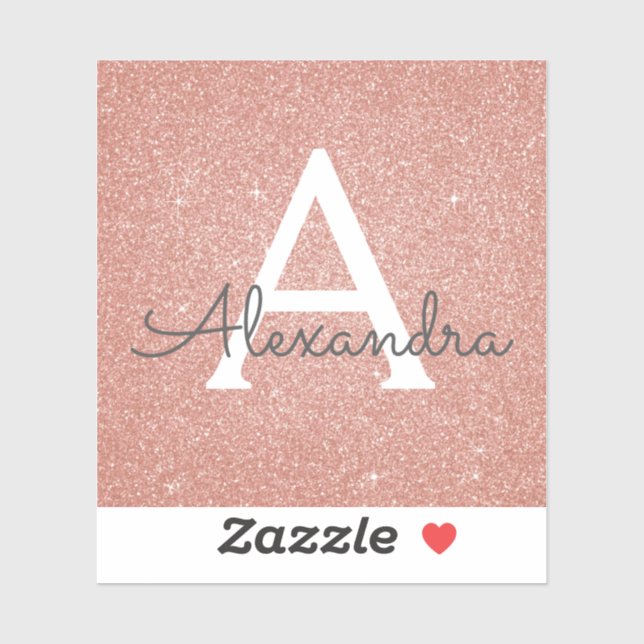 Rosa-Gold-Glitzer und Sparklogramm Aufkleber (Blatt)