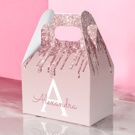 Rosa-Gold-Glitzer und Sparklogramm Geschenkschachtel
