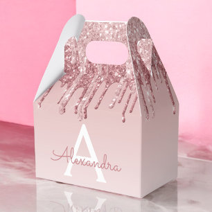 Rosa-Gold-Glitzer und Sparklogramm Geschenkschachtel