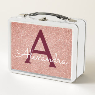 Rosa-Gold-Glitzer und Sparklogramm Metall Brotdose